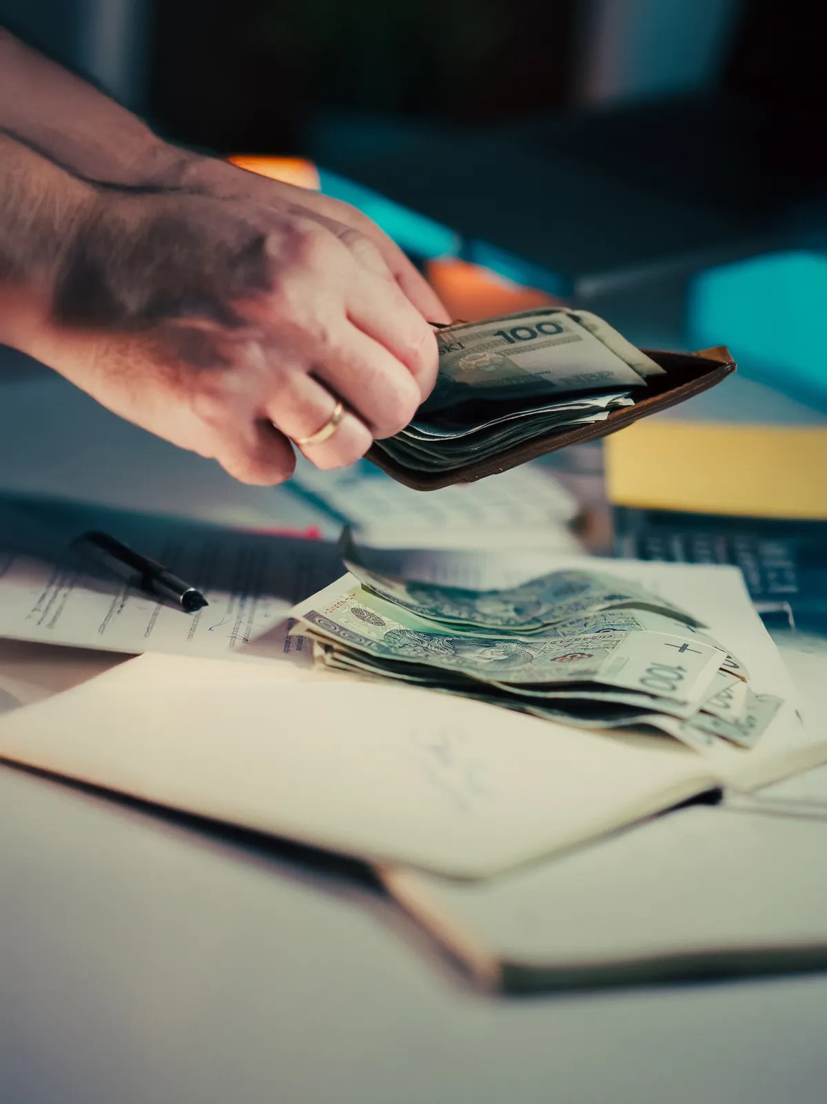 Is gratuity calculated on basic salary in UAE - person managing salary documents on a desk